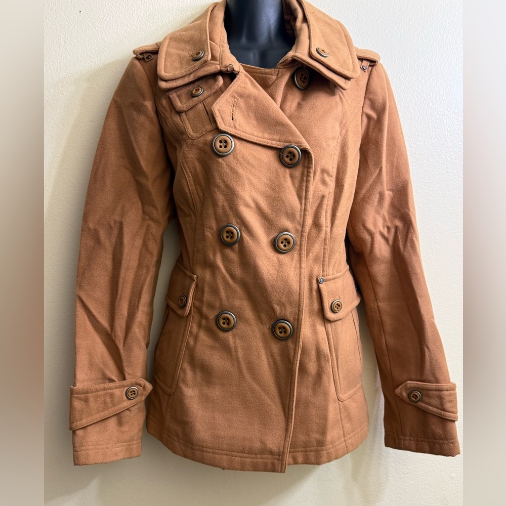 Women’s Hydraulic camel brown pea coat size L